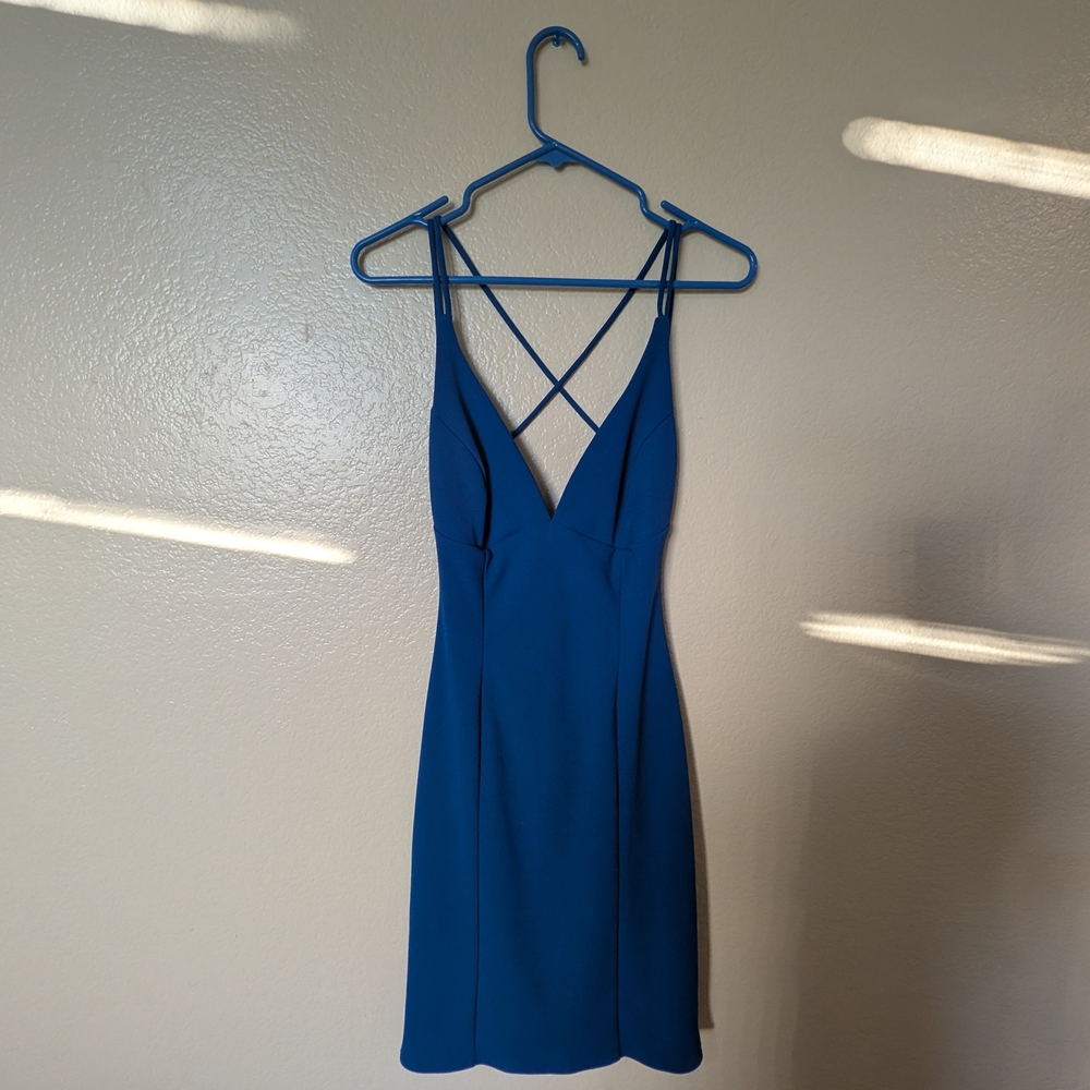 Elegant Backless Blue Dress